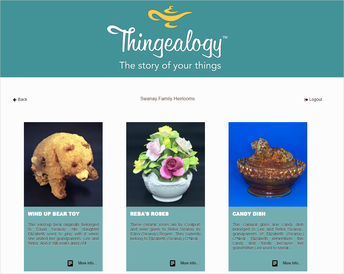 Sample of Thingealogy Website