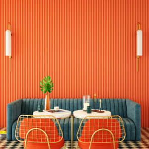 cafe in complementary colors