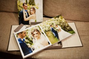 photo book laid out on couch